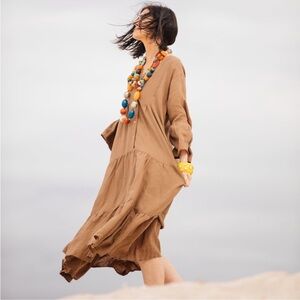 New Becasa Bronze Grand Palm Maxi Dress One Size